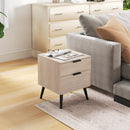 Set 2 Comodini Stile Nordico 40x40x50 cm con Cassetti in Legno Rovere  