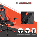 Sedia da Gaming in Similpelle con Sostegno Lombare Collo Nera e Rossa 
