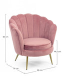Poltrona Giliola in Tessuto effetto Velluto Rosa