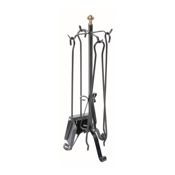 Set Camino 4 Pezzi con Pomolo decorativo in Ottone in Ferro Verniciato Grigio Martellato prezzo