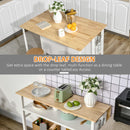 Isola Cucina Pieghevole 120x76x91,5 cm in Legno  e Acciaio Bianco