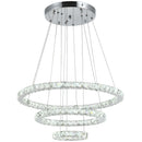 Lampada da Soffitto a LED 40W 3 Anelli in Acciaio e Cristallo Ø60x110 cm 