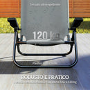 Set di 2 Sedie Campeggio 63x75x80 cm Portatili e Pieghevoli con Schienale Regolabile in Poliestere Grigio Chiaro      
