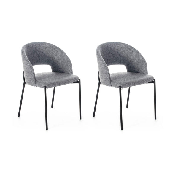 acquista Set 2 Sedie 52x55,5xH78,5 cm in Tessuto Greta Grigio Chiaro