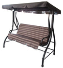 Dondolo Letto 3 Posti da Giardino 192x120x170 cm in Acciaio e Poliestere Marrone