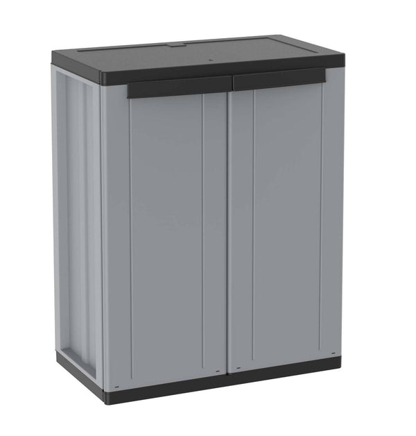 sconto Armadio Modulare da Esterno 68x37,5x85 cm 2 Ante 1 Ripiano in Polipropilene Jline Grigio e Nero