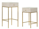 Tavolinetti Alti Wedding Quadrati Set 2 Pz Ø45x90 cm - Ø40x70 cm in Pino e MDF e Metallo      