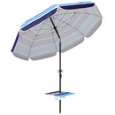 Ombrellone da Spiaggia Ø198x214 cm con Tavolino e Portabicchieri in Metallo e Poliestere Multicolore Blu      
