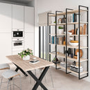 Scaffale Lader con Struttura e Ripiani H1150 Verniciato Nero Acciaio e Legno Emuca