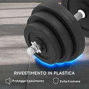 Set di Manubri per Allenamento a Casa in Tubi d'Acciaio e PE Plastica 12 Pezzi 40Kg Nero
