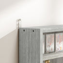 Vetrina per Collezionismo 80x9,5x60 cm a 4 Ripiani Regolabili in Legno con Ante in Vetro Grigio      