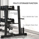 Rastrelliera per Manubri 5 Livelli 131x75x80 cm con 4 Aste Regolabili per Pesi e Kettlebell in Acciaio Nero