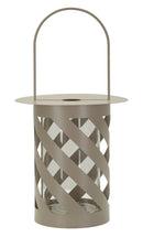 Lanterna Saturno Tortora Twist Ø23x43 cm in Metallo e Vetro Grigio tortora      