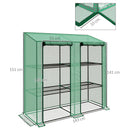 Serra da Giardino 6 Mensole e 2 Porte Avvolgibili 143x46x151cm Copertura in PE Verde