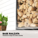 Portalegna da Esterno 100x60x110 cm in Acciaio Rinforzato con Copertura Impermeabile Nero      