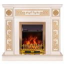 Camino Elettrico da Pavimento 102x110x30 cm Effetto Fiamma 2000W Versailles & Galileo Gold Avorio