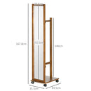 Specchio da Camera e Ingresso con Ripiano Inferiore e Binario 35,5x49,5x167,8 cm in Legno e Vetro 