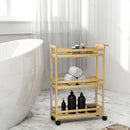 Scaffale Bagno Carrello Portaoggetti Salvaspazio 55x20x75 cm 3 Ripiani in Bambù Colore Naturale      