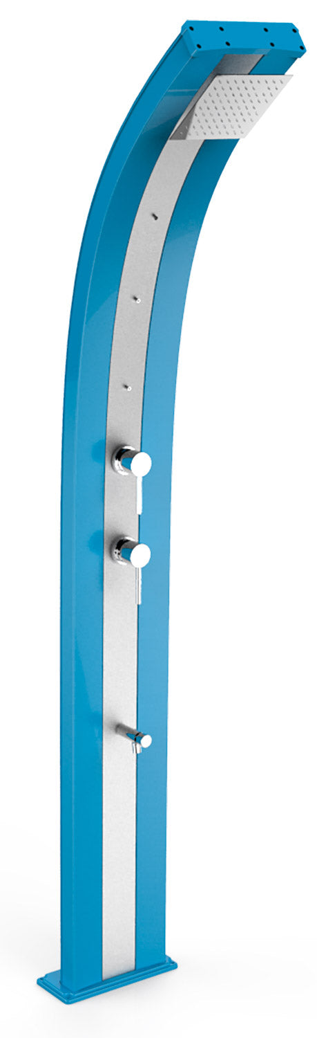 Doccia Solare da Giardino 40L Miscelatore Nebulizzatore e Lavapiedi Arkema Dada Fascia Inox Blu online