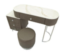 Toeletta Sharon Grigia con Puff Gambe Argento 120x40x75 cm in Pino e MDF e Metallo e Plastica      