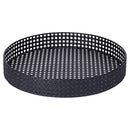 Tavolino Ø40x70 cm 2 Ripiani Effetto Paglia Di Vienna in Ferro Nero      