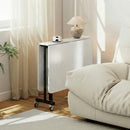 Tavolo Pieghevole per 4-6 Persone 120x80x73 cm con 2 Ribalte e Ruote con Freno Struttura in Acciaio Bianco Legno      