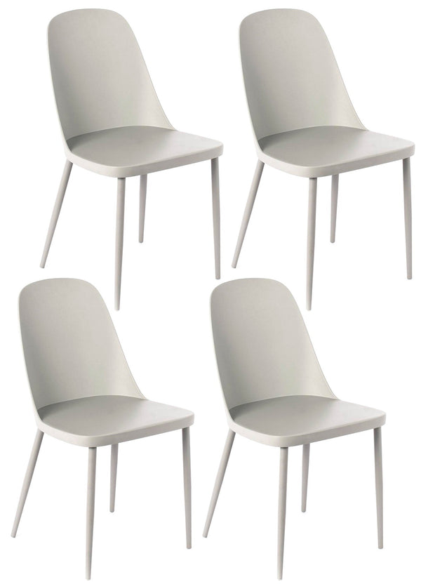 online Set 4 Sedie 46x55xH80 cm in Polipropilene Tamara Grigio Chiaro