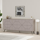 Madia con 6 Ante Credenza 184x35x77,4 cm Design Geometrico Moderno in Legno Rovere Tortora     