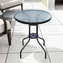 Tavolino da Giardino in Ferro con Piano in Vetro Temperato Nero Ø60x70 cm 