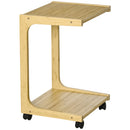 Tavolino Multiuso per Divano e Letto 39x35,5x59 cm con Ruote in Bambù Naturale