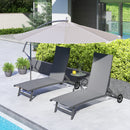 Set 2 Lettini Prendisole 66x165x102 cm con Schienale Reclinabile in Alluminio e Tessuto Traspirante Grigio Scuro      