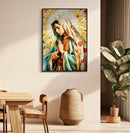 Dipinto su Tela Laccato Madonna con Cornice 72x4x102 cm in Pino e Tela e Plastica      