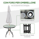 Tavolino da Giardino in Acciaio con Piano in Vetro Temperato Ø80x72 cm 