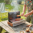 Barbecue Portatile a Carbone con Vaschetta Rimovibile, in Acciaio Inox e Metallo, 50.5x34x33 cm, Nero      