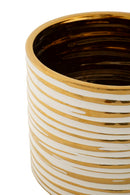 Porta Vasi Coppia Blom Ø23x22 cm - Ø18x17,5 cm in Ceramica Bianco e Oro      