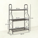 Portapiante a 3 Livelli 69x28,5x78 cm per Interni ed Esterni in Metallo Nero      