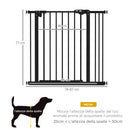 Cancelletto per Cani a 2 Estensioni con Larghezza Regolabile fino 100 cm e Chiusura Automatica Nero    