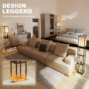 Lampada da Terra 26x26x160 cm Struttura con Ripiani Luce Regolabile Interruttore a Pedale e Porte USB in MDF Marrone      