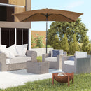 Ombrellone da Giardino 200x300 cm Rettangolare con Manovella e Angolazione Regolabile in Poliestere Caffè      