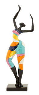 Decorazione Donnina Dance Rubic 12,5x10x38 cm in Resina Multicolor      