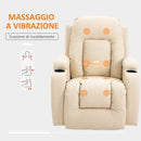 Poltrona Relax Massaggiante e Reclinabile 85x94x104 cm in Similpelle Crema