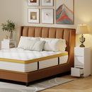 Set di 2 Comodini 25x30x65 cm con 2 Cassetti e Ripiano Aperto Salvaspazio in Legno Bianco      