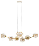 Lampadario Japan 7 Luci 115x36x30 cm in Ferro e Vetro Oro e Bianco      