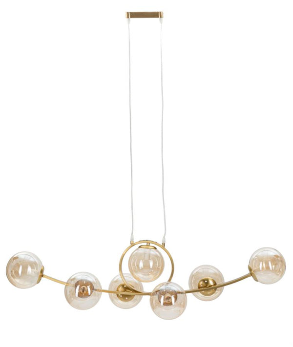 online Lampadario Japan 7 Luci 115x36x30 cm in Ferro e Vetro Oro e Bianco