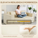 Divano 3 Posti Modulare con Seduta Profonda Braccioli Larghi e 2 Cuscini in Velluto a Coste Beige      