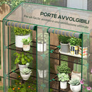 Serra da Giardino 143x46x151 cm con 6 Mensole e 2 Porte Avvolgibili Copertura in PE Trasparente      