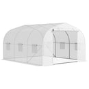 Serra a Tunnel da Giardino con 6 Finestre e Porta a Rullo 3,5x3x2 m in Acciaio e PE Bianco 