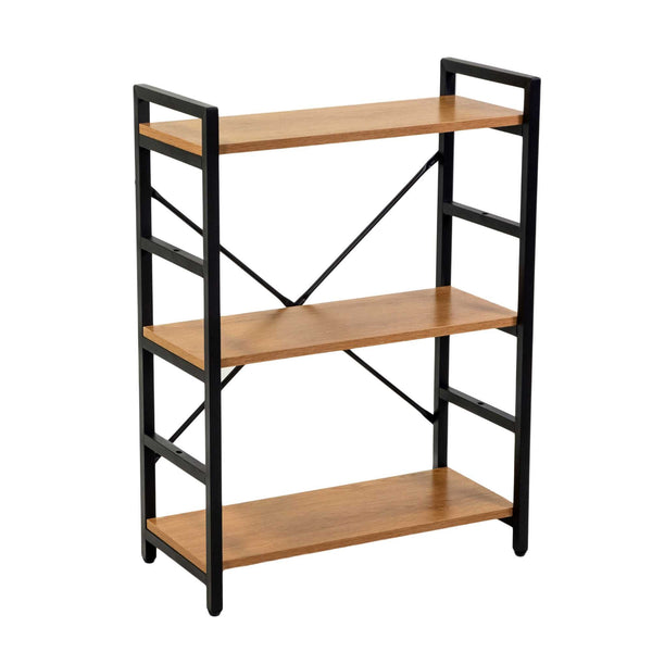 Libreria 3 ripiani 60x28xh83,5 cm in Metallo e Legno Achille Naturale sconto
