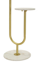 Appendiabiti da Terra Shelf 40x35x176 cm in Metallo e Marmo Artificiale Oro e Bianco      
