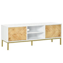 Mobile TV 2 Ante e Vano Centrale 120x40x44,6 cm in Legno Bianco e Oro